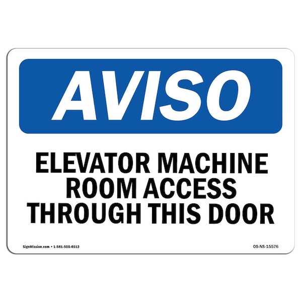 OSHA Sign, Elevator Machine Room, 5in X 3.5in Decal, 10PK, 5" W, 3.5" H, Landscape, PK10
